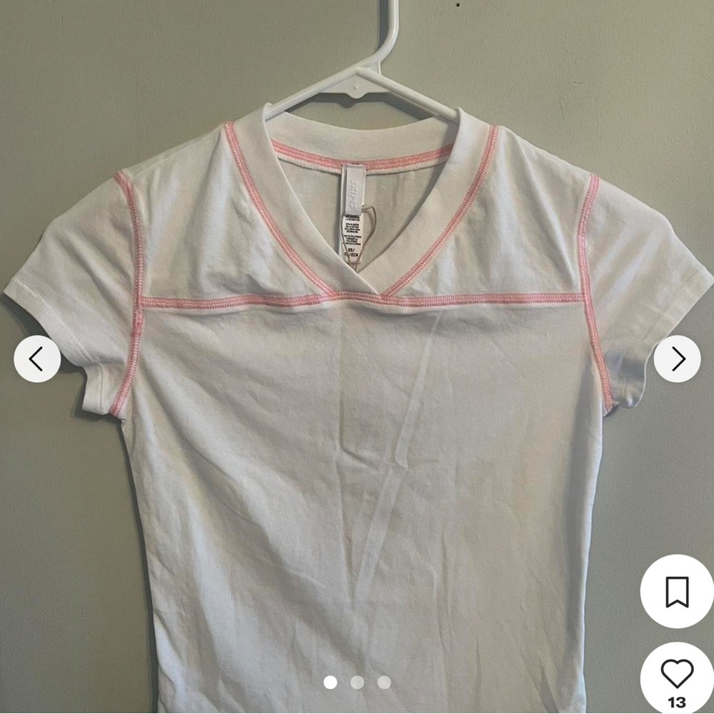 SKIMS White Tee with Pink Accents